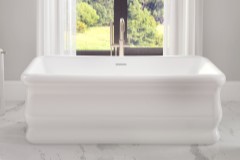 Rectangle Freestanding Tub with Rounded Corners and Curving Sides