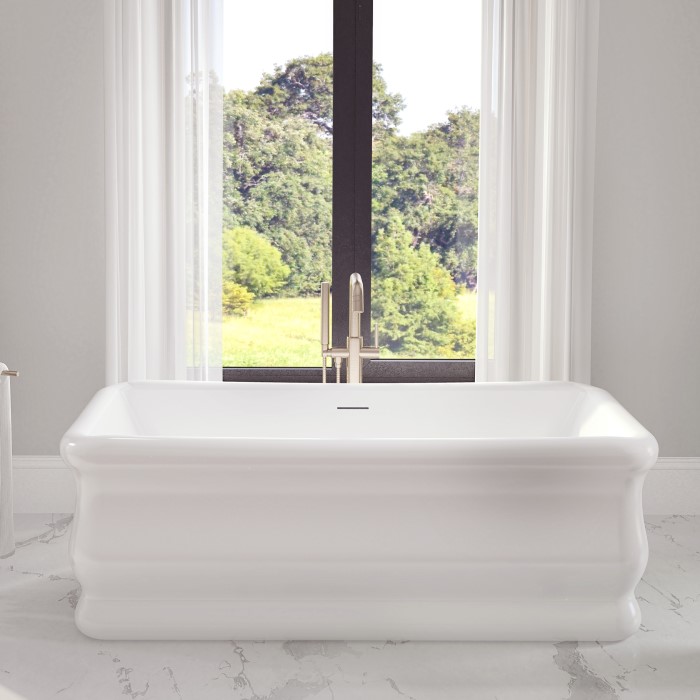 Rectangle Freestanding Tub with Rounded Corners and Curving Sides