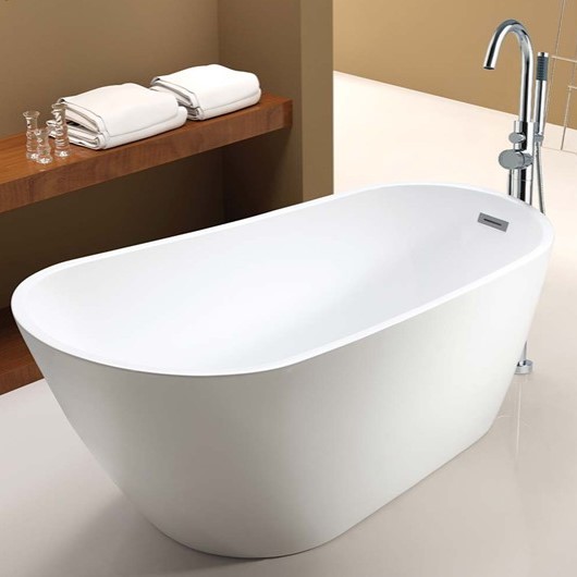 Oval Freestanding Tub with Raised Backrest and End Drain