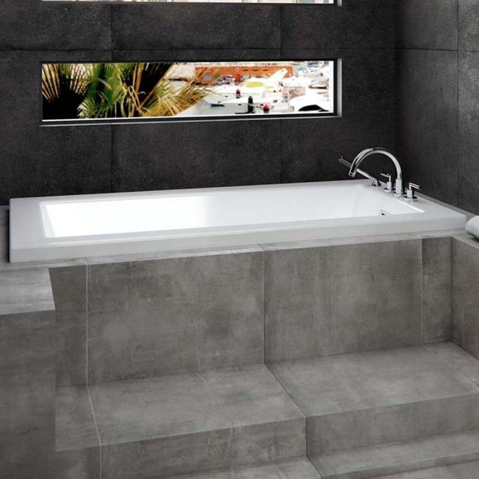 Modern Rectangle Drop-in Bath with Flat Rim