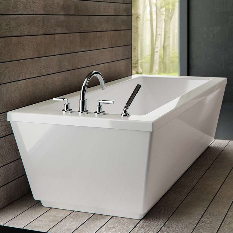 Modern Rectangle Freestanding Bath with Exposed Rim