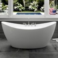 Oval Freestanding Bath with Curving, Raised Backrests, Faucet Deck