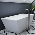 Modern Rectangle Freestanding Tub, Angled Sides, Flat Rim