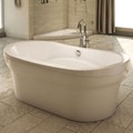 Freestanding Oval Bath with Curving Skirt and Center Drain