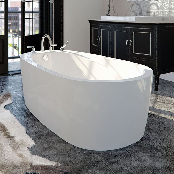 Freestanding Oval Tub, End Drain, Seamless Skirt