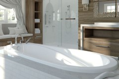 Vapora Drop-in Modern Oval Bath, End Drain, Armrests, Wide Faucet Rim