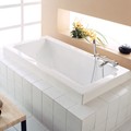 Modern Rectangle Bath, Tall Wide Rim, End Drain