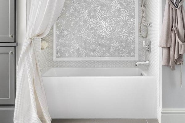 Alcove Tub Fits Between 3 Walls, Skirted