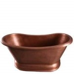 Large Oval Double Slipper Copper Tub with Pedestal Base