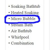 Indicates Micro Bubble Tub Option