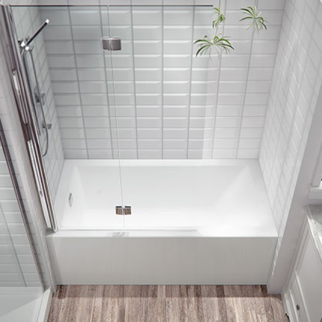 Rectangle Bath with End Drain, Modern Flat Rim