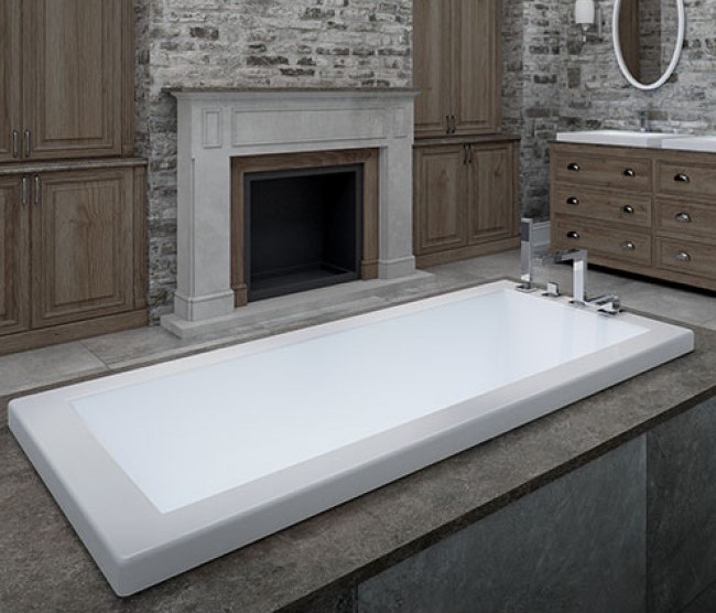 Rectangle Bath with End Drain, Modern Flat Rim