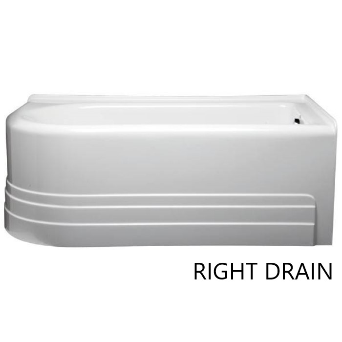 Right Drain Corner Tub with 2 Sided Skirt