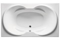 Rectangle Bathtub with Oval Interior, 2 Raised Backrests, 4 Armrests, Center - Side Drain