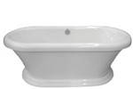 Oval Freestanding Tub, Pedestal Base, Center Side Drain, Rolled Rim