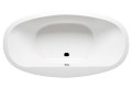 Oval Bathtub with Center/Side Drain and Flat Rim, Wider Rim on Drain Side