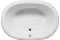 Oval Bathtub with Center/Side Drain and Flat Rim with Step Detail