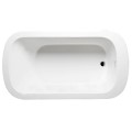 Top view, Oval Bathtub for One Bather, End Drain, Wide Rim at Drain End