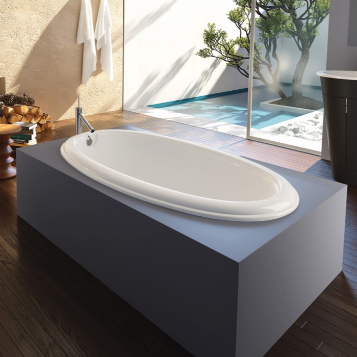 Oval Tub with Decorative Rolled Rim, Drop-in Installation