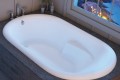 Alesia Drop-in Soaker Tub Installed in a Corner, Rolled Rim