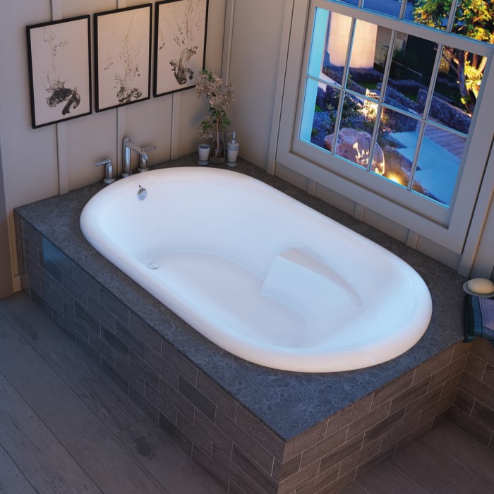 Alesia Drop-in Soaker Tub Installed in a Corner