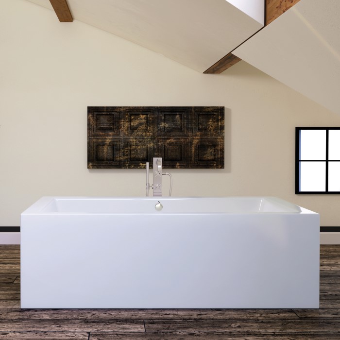 Atlas Installed with with Freestanding Tub Faucet Behind the Tub