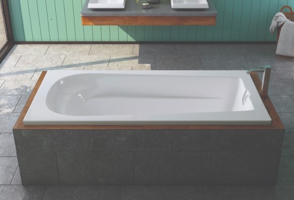 Barrington Rectangle Bathtub with End Drain,Armrests, Curving Backrest