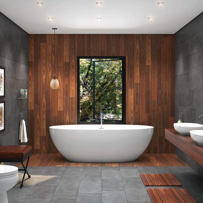Beijing Installed with Freestanding Faucets Centered Behind the Tub