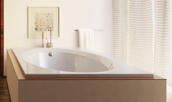 Drop-in Oval Bath with Neck Rest, Drop-in Tub with End Drain