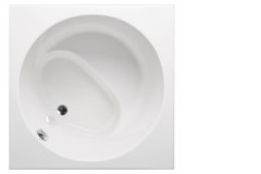 Japanese Square Soaking Tub, Round Interior, Crescent Seat