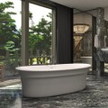 Oval Freestanding Tub with Raised Backrests, Decoartive Skirt, Deck Faucet