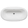 Top view, Oval Bathtub with Center Drain, Two Wide Rims, 2 Backrests