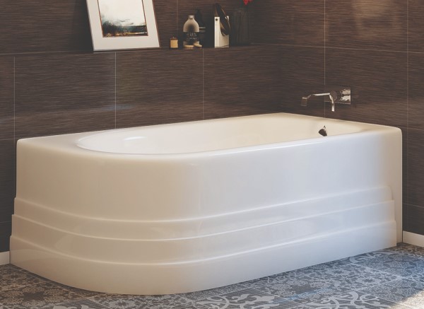 Bow Corner Tub with Rounded Front and Side Skirt