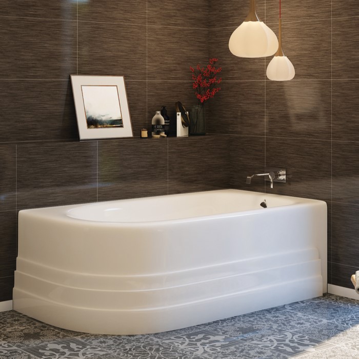 Corner Tub with Rounded Skirt on 2 Sides