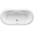 Top View, Oval Bathtub with Armrests, Flat Rim & Center Drain