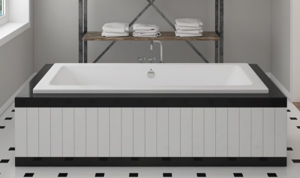 Chios Rectangle Bathtub with Center Drain and Wide Rim