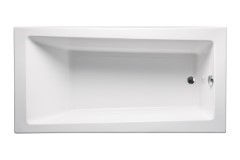 Rectangle Tub, Modern Angled Bathing Area, End Drain