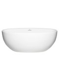 Side View, Oval Freestanding Bathtub with Curving Sides