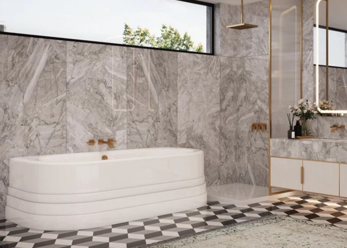 Freestanding Against the Wall, 3 Sided Curving Tub