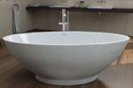 Oval Freestanding Tub with Base, Center Drain, Slotted Overflow