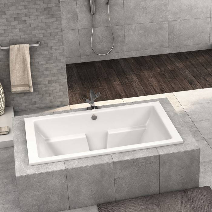 Lana Soaker Tub Installed as a Drop-in in a Freestanding Tile Surround