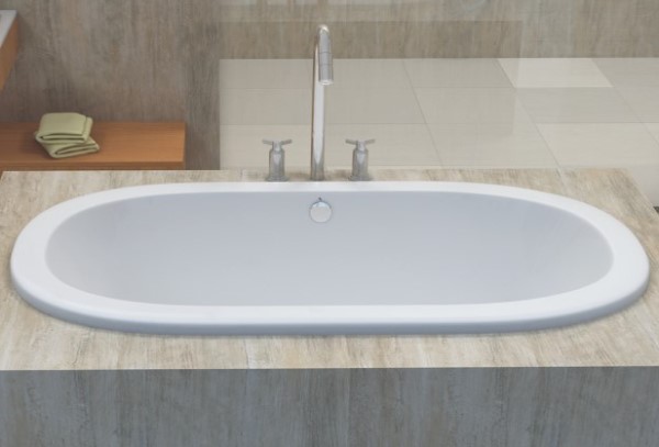 Oval Tub with Side Drain, Wider Rim on Drain Side