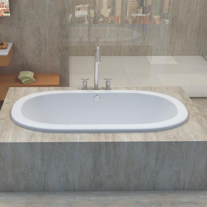 Lynn Installed as a Drop-in Bathtub, Freestanding Tile Surround