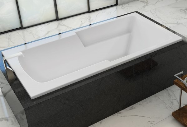 Madison Rectangle Bathtub with Armrests, as a drop-in