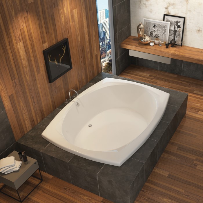 Malibu Soaker Tub Dropped into a Tile Freestanding Surround