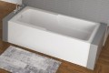 Matty Alcove Bath with Modern Flat Skirt, Installed Between 2 Knee Walls