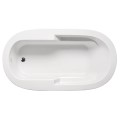 Top View, Oval Bath with End Drain, Armrests, Linear Drain