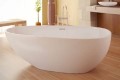 Oval Freestanding Tub with One Side Angled More, Curving Sides