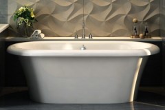 Oval Freestanding Bathtub, Center Side Drain, Rolled Rim