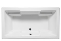 Rectangle Tub, Center Drain, 4 Modern Boxy Armrests